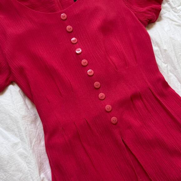 Vintage red layered mini dress button front size 6 rayon sundress picnic - Picture 6 of 8